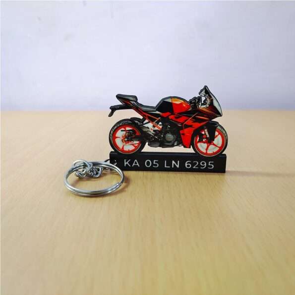 Customized KTM RC 200 Dark Galvano Colorful Bike Shape Gel Number Plate Keychain