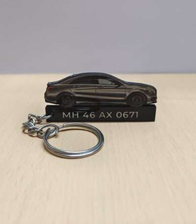 Customized Mercedes-Benz CLA 45 AMG Mountain Grey Colorful Car Shape Gel Number Plate Keychain
