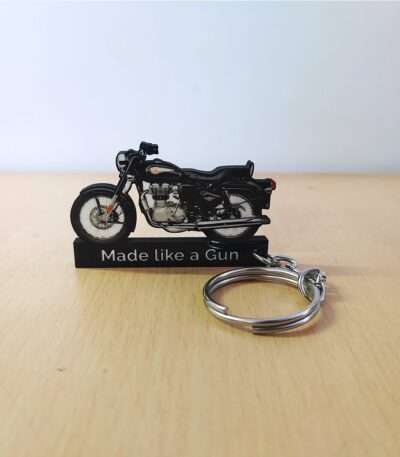 Customized Royal Enfield Bullet 350 Black KS Colorful Bike Shape Gel Number Plate Keychain (2012-2023)