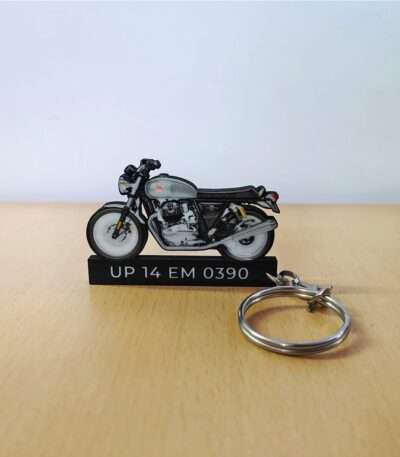 Customized Royal Enfield Interceptor 650 Silver Spectre Colorful Bike Shape Gel Number Plate Keychain