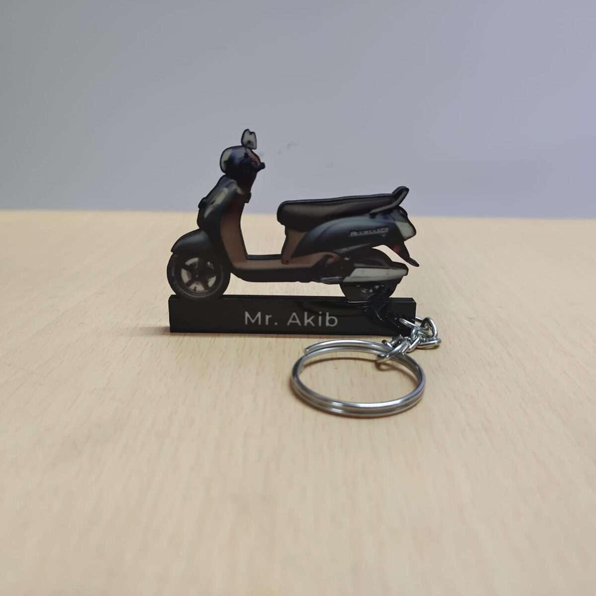 Customized Suzuki Access 125 Matte Blue Colorful Scooter Shape Gel Number Plate Keychain (2)