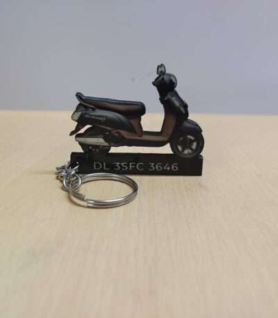 Customized Suzuki Access 125 Matte Blue Colorful Scooter Shape Gel Number Plate Keychain