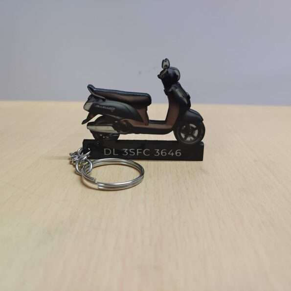 Customized Suzuki Access 125 Matte Blue Colorful Scooter Shape Gel Number Plate Keychain