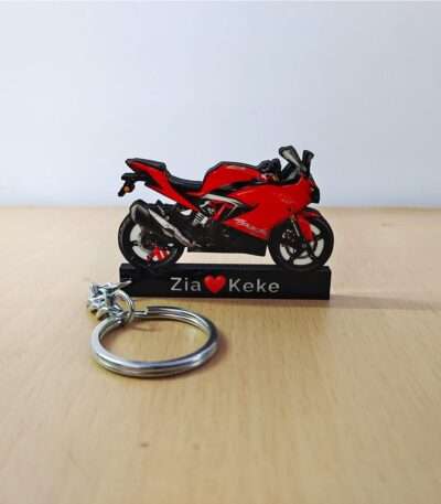 Customized TVS Apache RR 310 Racing Red Colorful Bike Shape Gel Number Plate Keychain