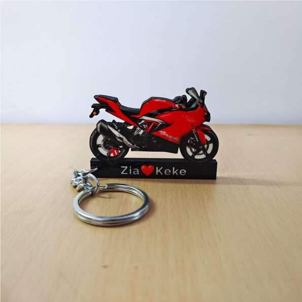 Customized TVS Apache RR 310 Racing Red Colorful Bike Shape Gel Number Plate Keychain