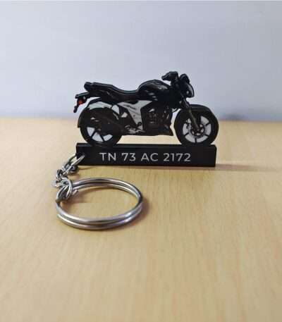 Customized TVS Apache RTR 160 4V Knight Black Colorful Bike Shape Gel Number Plate Keychain