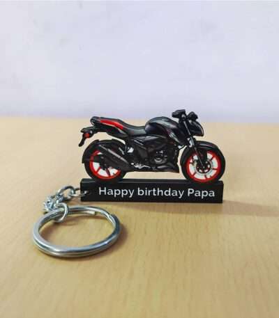 Customized TVS Apache RTR 160 4V Matte Black Colorful Bike Shape Gel Number Plate Keychain