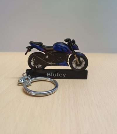Customized TVS Apache RTR 200 4V Matte Blue Colorful Bike Shape Gel Number Plate Keychain
