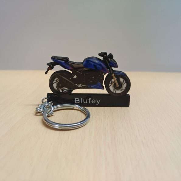 Customized TVS Apache RTR 200 4V Matte Blue Colorful Bike Shape Gel Number Plate Keychain