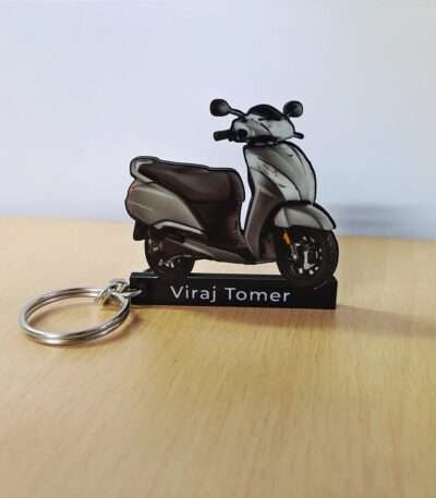 Customized TVS Jupiter 125 Titanium Grey Colorful Scooter Shape Gel Number Plate Keychain