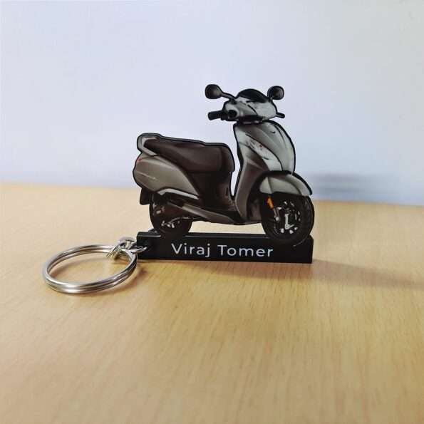 Customized TVS Jupiter 125 Titanium Grey Colorful Scooter Shape Gel Number Plate Keychain