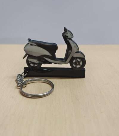 Customized TVS Jupiter Sparkling Silver Colorful Scooter Shape Gel Number Plate Keychain