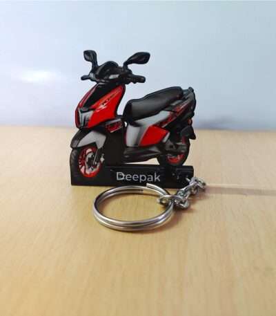 Customized TVS Ntorq 125 XP Race Red Black Colorful Scooter Shape Gel Number Plate Keychain