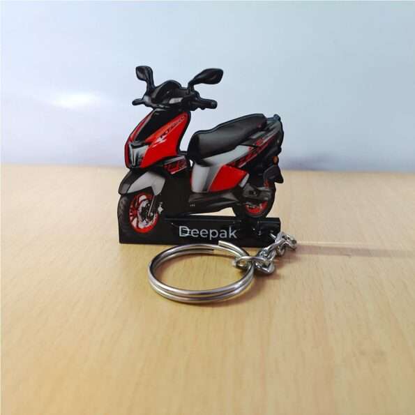 Customized TVS Ntorq 125 XP Race Red Black Colorful Scooter Shape Gel Number Plate Keychain