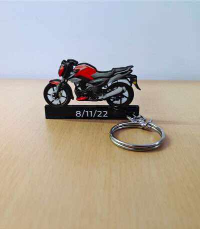 Customized TVS Raider 125 Striking Red Colorful Bike Shape Gel Number Plate Keychain