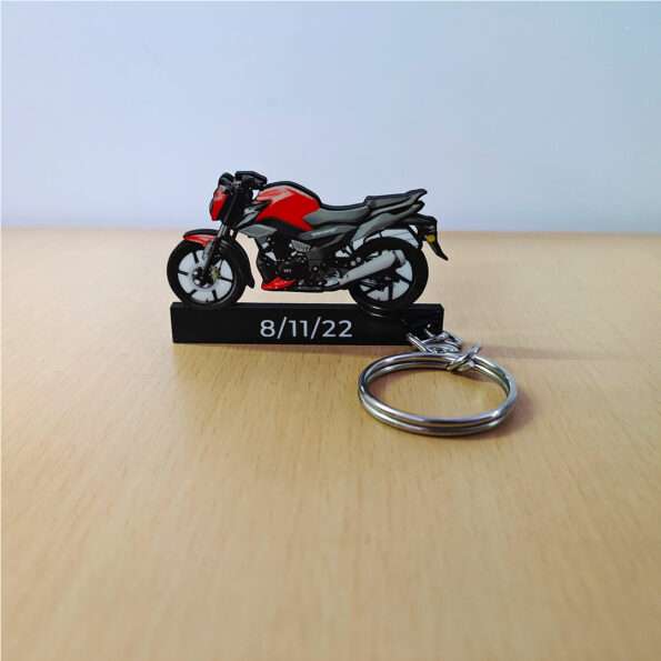 Customized TVS Raider 125 Striking Red Colorful Bike Shape Gel Number Plate Keychain
