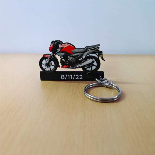 Customized TVS Raider 125 Striking Red Colorful Bike Shape Gel Number Plate Keychain