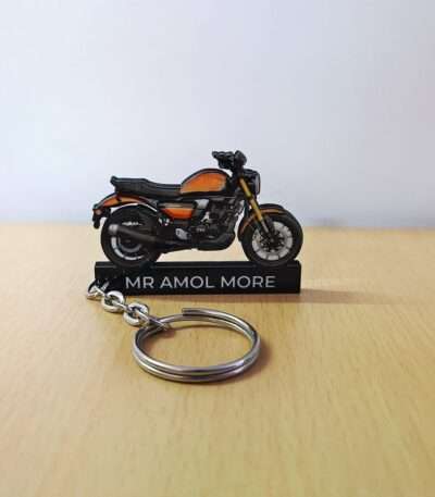 Customized TVS Ronin Dawn Orange Colorful Bike Shape Gel Number Plate Keychain