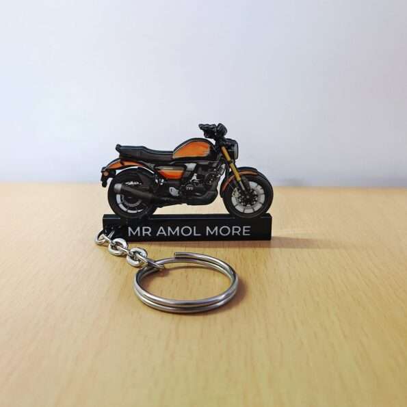 Customized TVS Ronin Dawn Orange Colorful Bike Shape Gel Number Plate Keychain