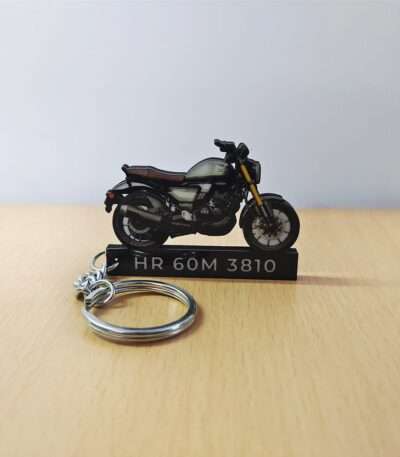 Customized TVS Ronin Galactic Grey Colorful Bike Shape Gel Number Plate Keychain