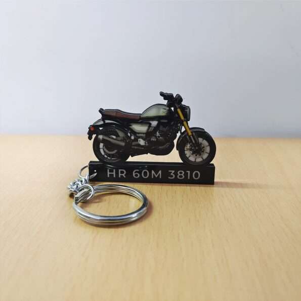 Customized TVS Ronin Galactic Grey Colorful Bike Shape Gel Number Plate Keychain