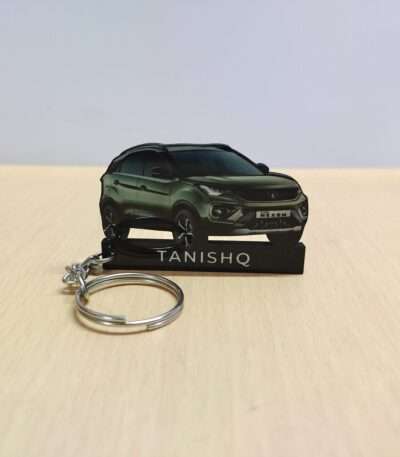 Customized Tata Nexon Foliage Green Colorful Car Shape Gel Number Plate Keychain