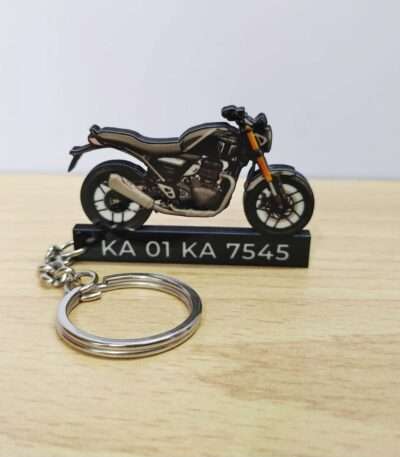Customized Triumph Speed 400 Phantom Black Storm Grey Colorful Bike Shape Gel Number Plate Keychain