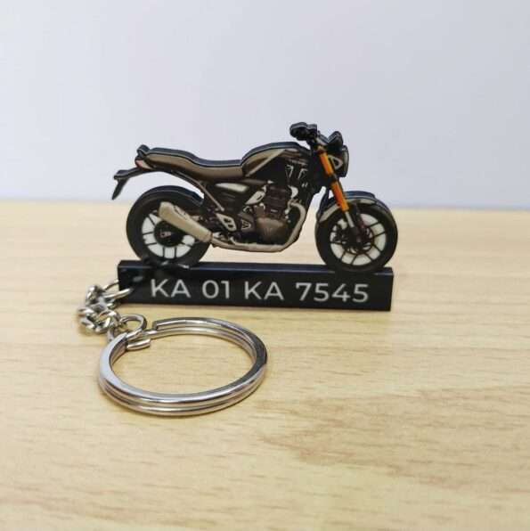 Customized Triumph Speed 400 Phantom Black Storm Grey Colorful Bike Shape Gel Number Plate Keychain