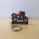 Customized Yamaha FZ S FI Matte Red Colorful Bike Shape Gel Number Plate Keychain