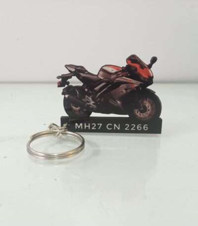 Customized Yamaha YZF R15V3 Thunder Grey Colorful Bike Shape Gel Number Plate Keychain
