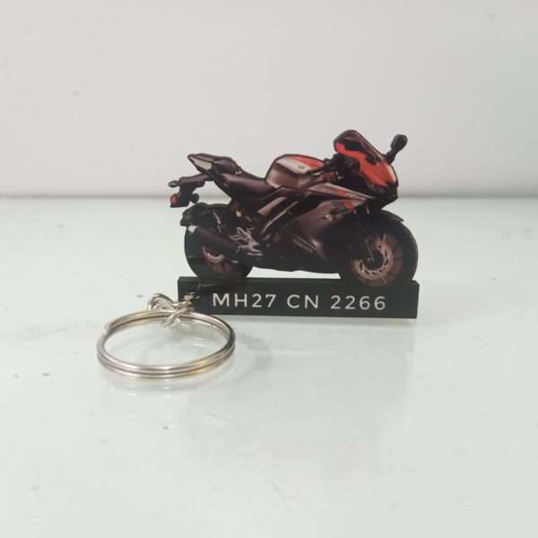 Customized Yamaha YZF R15V3 Thunder Grey Colorful Bike Shape Gel Number Plate Keychain