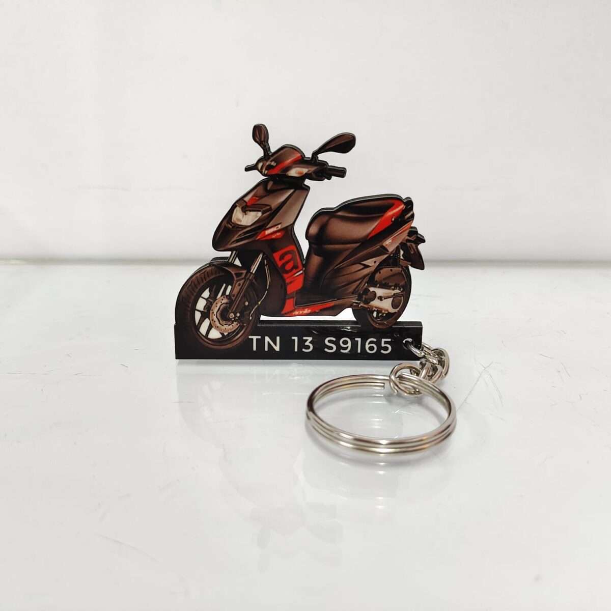Customized Aprilia SR 125 Red Colorful Scooter Shape Gel Number Plate Keychain
