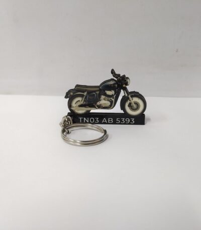 Customized Jawa 42 Nebula Blue Colorful Bike Shape Gel Number Plate Keychain