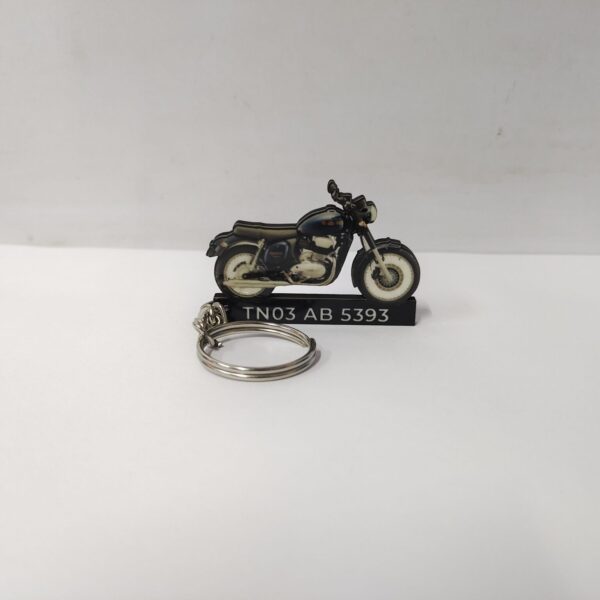 Customized Jawa 42 Nebula Blue Colorful Bike Shape Gel Number Plate Keychain