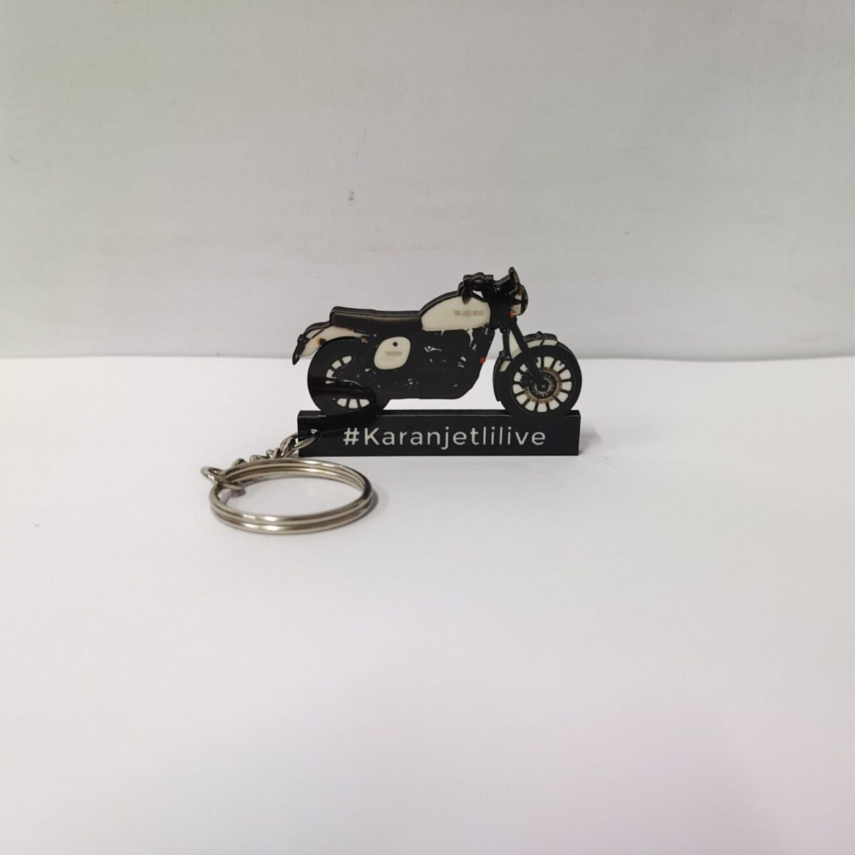 Customized Jawa 42 Sirius White Colorful Bike Shape Gel Number Plate Keychain