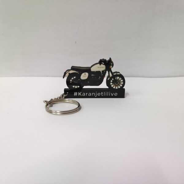 Customized Jawa 42 Sirius White Colorful Bike Shape Gel Number Plate Keychain