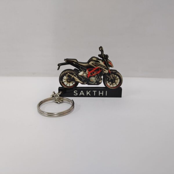 Customized KTM 250 Duke (2021) Silver Metallic Colorful Bike Shape Gel Number Plate Keychain