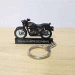Customized Royal Enfield Bullet 350 Black Gold Colorful Bike Shape Gel Number Plate Keychain (02)