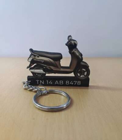 Customized Suzuki Access 125 Metallic Royal Bronze Colorful Scooter Shape Gel Number Plate Keychain