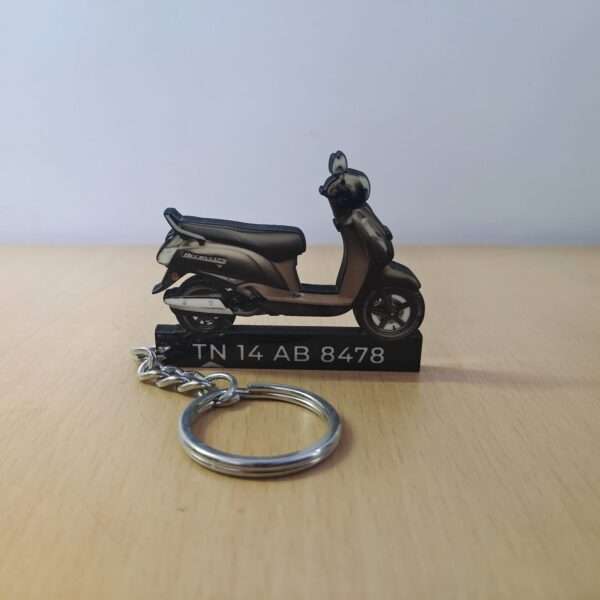 Customized Suzuki Access 125 Metallic Royal Bronze Colorful Scooter Shape Gel Number Plate Keychain
