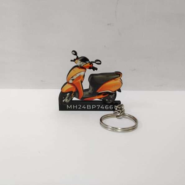 Customized TVS Jupiter 125 Dawn Orange Colorful Scooter Shape Gel Number Plate Keychain