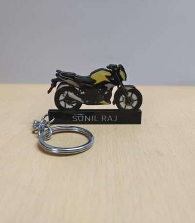 Customized TVS Raider 125 Fiery Yellow Colorful Bike Shape Gel Number Plate Keychain