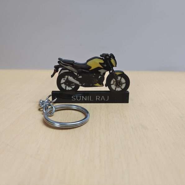 Customized TVS Raider 125 Fiery Yellow Colorful Bike Shape Gel Number Plate Keychain