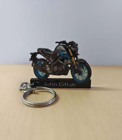 Customized Yamaha MT 15 V2 Cyan Storm DLX Colorful Bike Shape Gel Number Plate Keychain