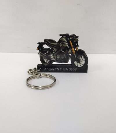 Customized Yamaha MT 15 V2 Metallic Black (2023) Colorful Bike Shape Gel Number Plate Keychain