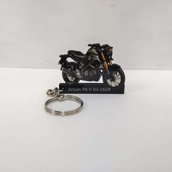 Customized Yamaha MT 15 V2 Metallic Black (2023) Colorful Bike Shape Gel Number Plate Keychain