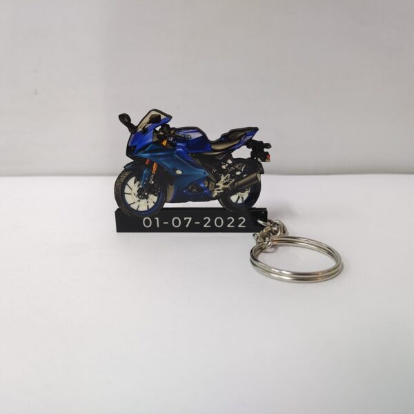 Customized Yamaha R15 V4 Racing Blue Colorful Bike Shape Gel Number Plate Keychain