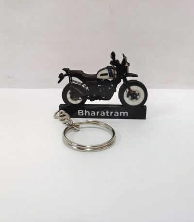Customized Yezdi Adventure Matte Slick Silver Colorful Bike Shape Gel Number Plate Keychain