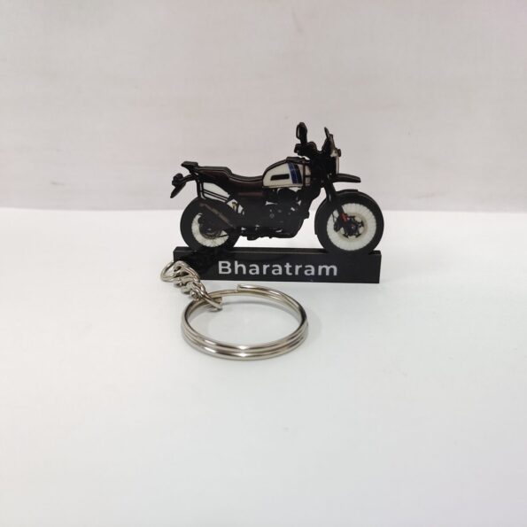 Customized Yezdi Adventure Matte Slick Silver Colorful Bike Shape Gel Number Plate Keychain