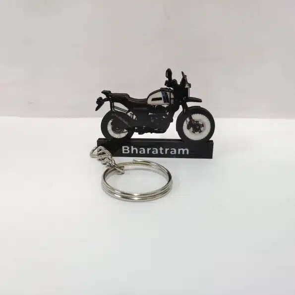 Customized Yezdi Adventure Matte Slick Silver Colorful Bike Shape Gel Number Plate Keychain